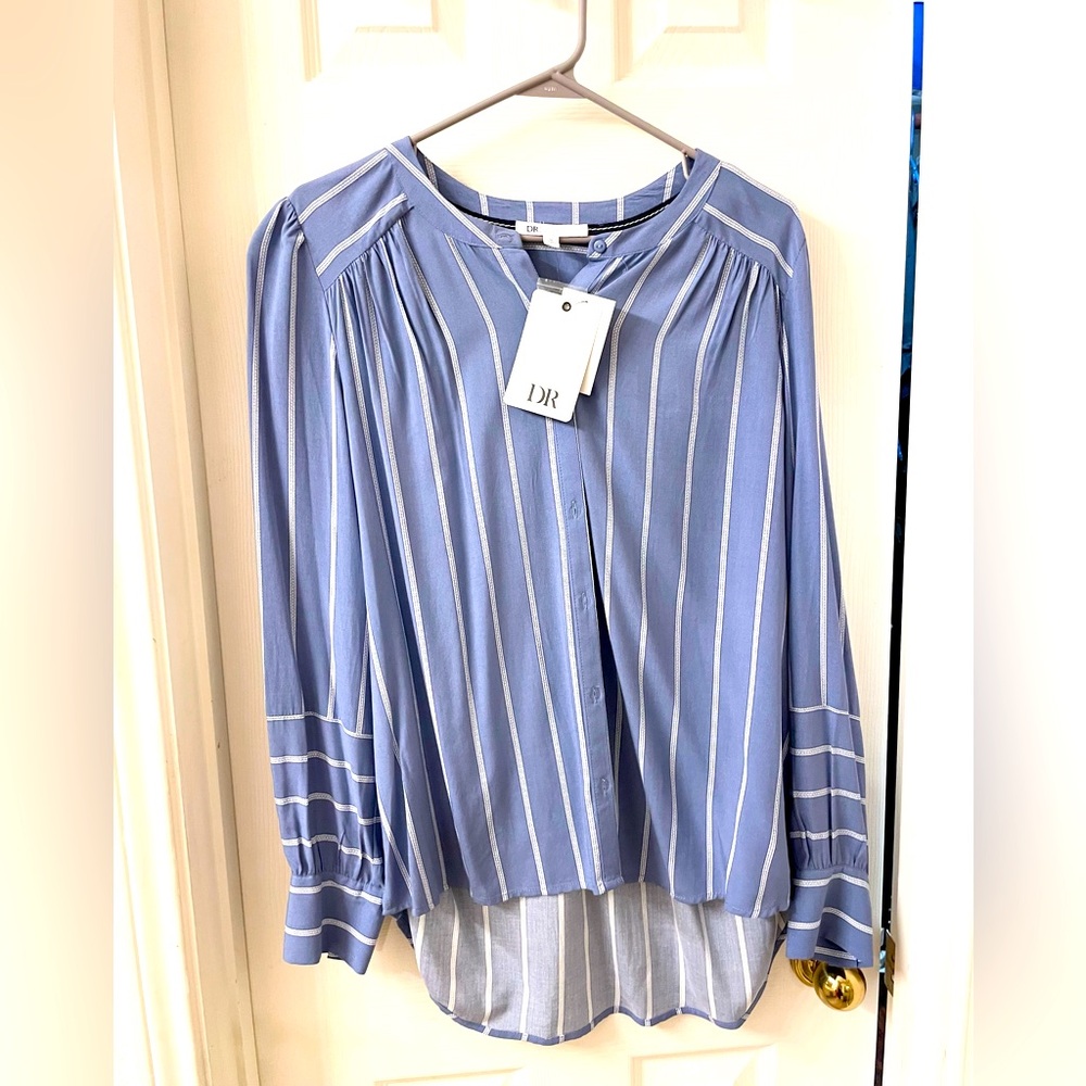 Blue Office blouse tags on never been worn. Size medium brand name DR.